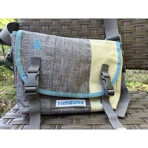 Vintage Timbuk2 Small Messenger Bag Daypack Gray Ivory Blue